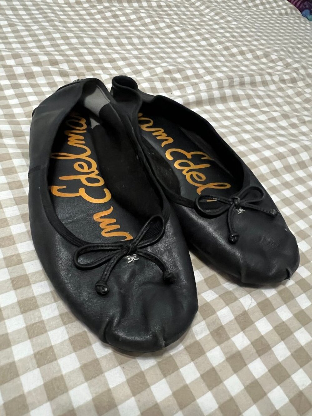 Sam Edelman Felicia Black Leather Ballet Flats - Size 8.5, Black